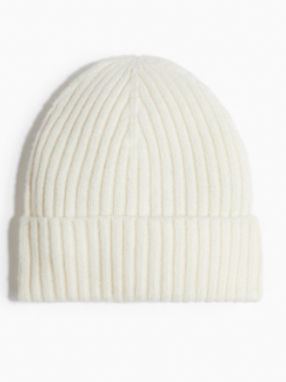 White rib-knit beanie. H&M. New
